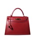 Kelly 28 Box Leather in Rouge Vif, front view